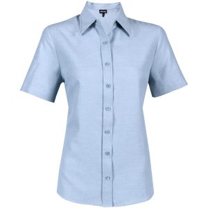 Ladies Short Sleeve Oxford Shirt – Light Blue
