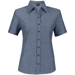 Ladies Short Sleeve Oxford Shirt – Navy