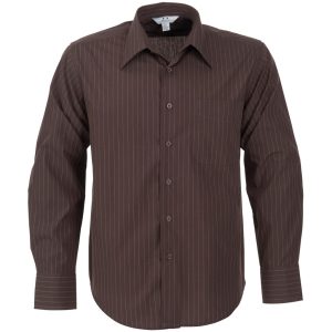 Mens Long Sleeve Manhattan Striped Shirt – Brown Old
