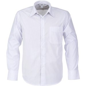 Mens Long Sleeve Manhattan Striped Shirt – White Navy