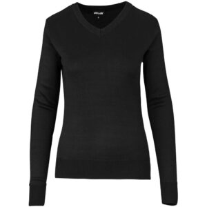 Ladies Long Sleeve Peru V-Neck Jersey – Black