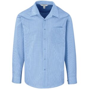 Mens Long Sleeve Micro Check Shirt – Light Blue