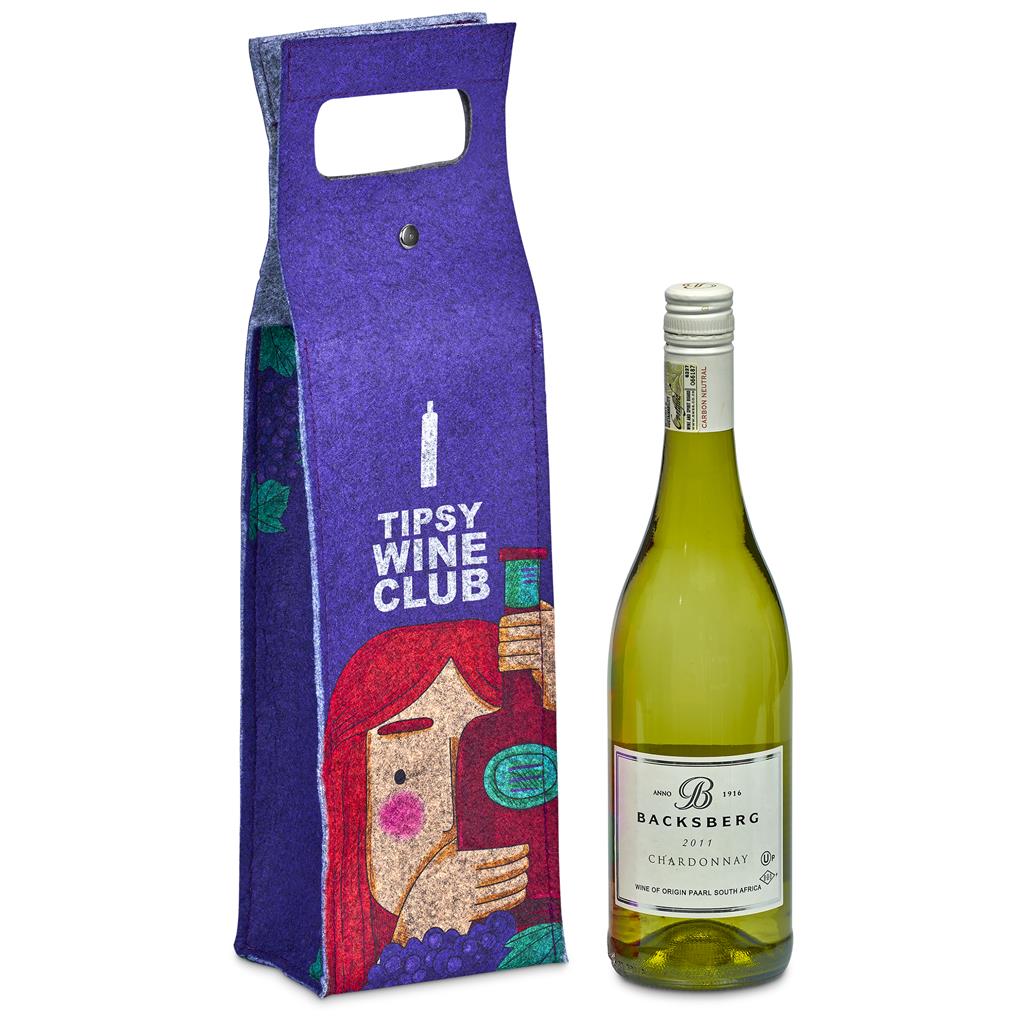 Hoppla Velto RPET Felt Single Wine Bottle Carrier 2 Hoppla Velto RPET Felt Single Wine Bottle Carrier - Image 2