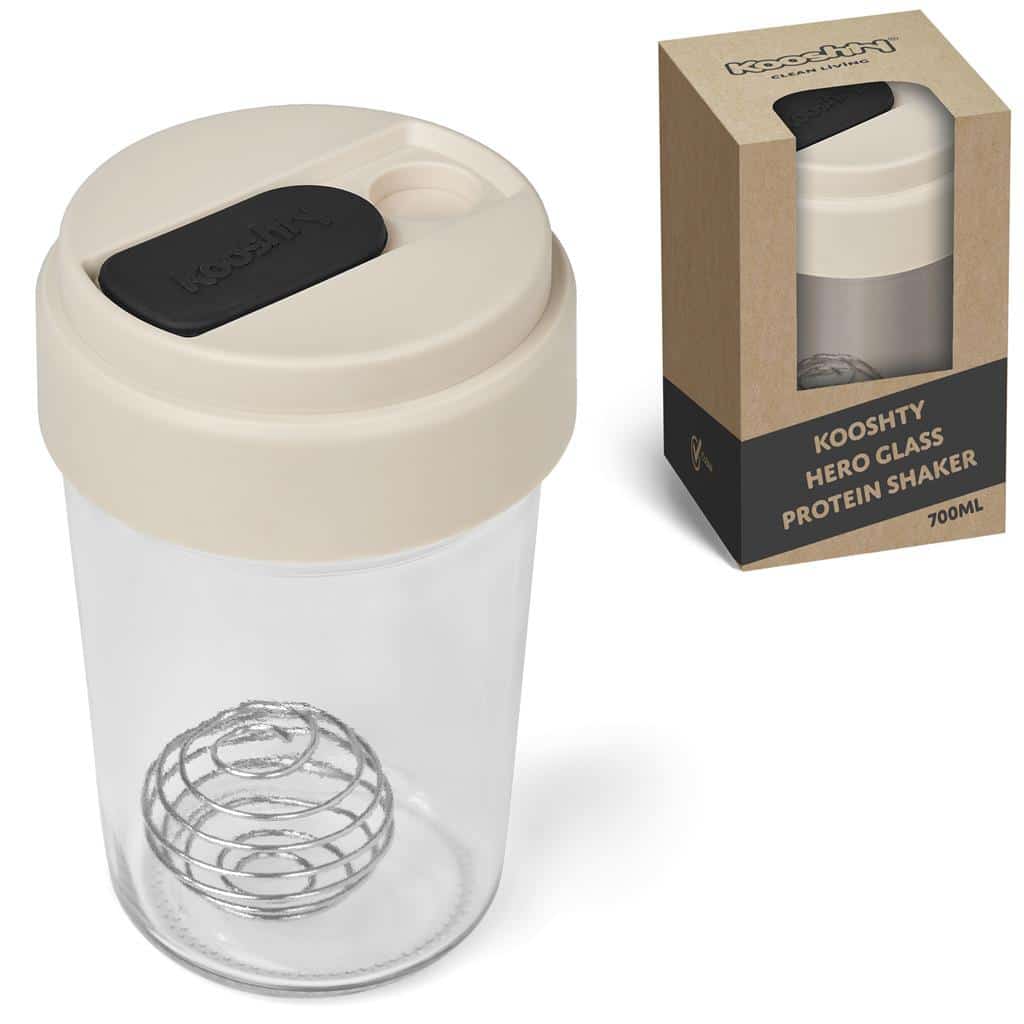 Kooshty Hero Glass Protein Shaker - 700ml - Cream 8 DR KS B CM NO LOGO X